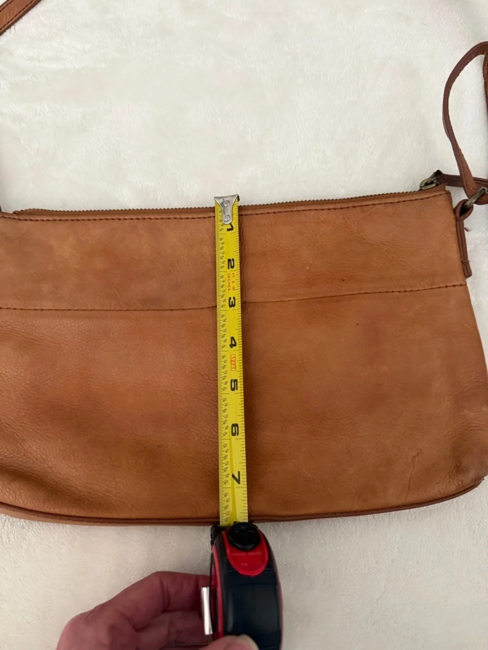 Margot New York Cognac Pebbled Leather Crossbody Bag - Soft Patina - Picture 7 of 8